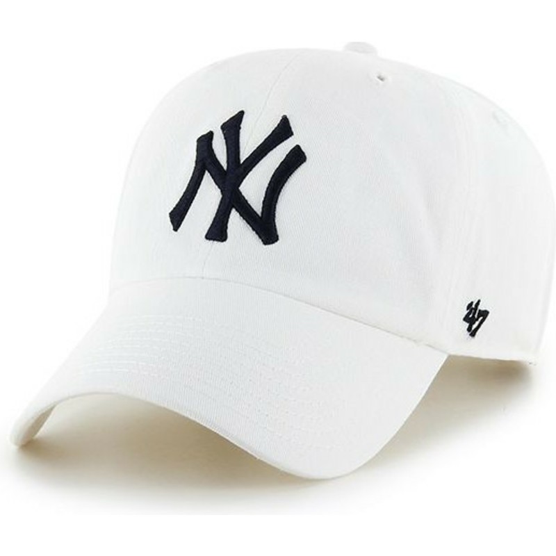 47-brand-curved-brim-new-york-yankees-mlb-clean-up-white-cap