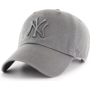 47 Brand Curved Brim Grey Logo New York Yankees MLB Clean Up Grey Cap