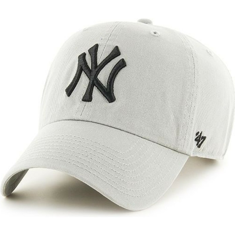 47-brand-curved-brim-new-york-yankees-mlb-clean-up-light-grey-cap