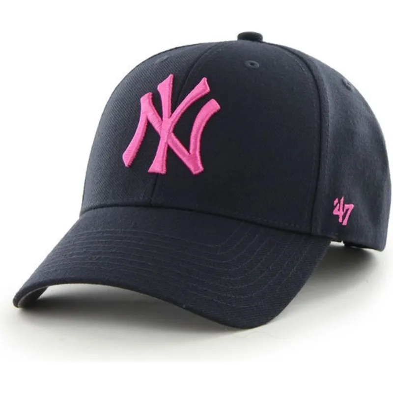 cap-kumer-navy-blue-adjustable-strap-rosa-new-york-yankees-mlb-47-brand