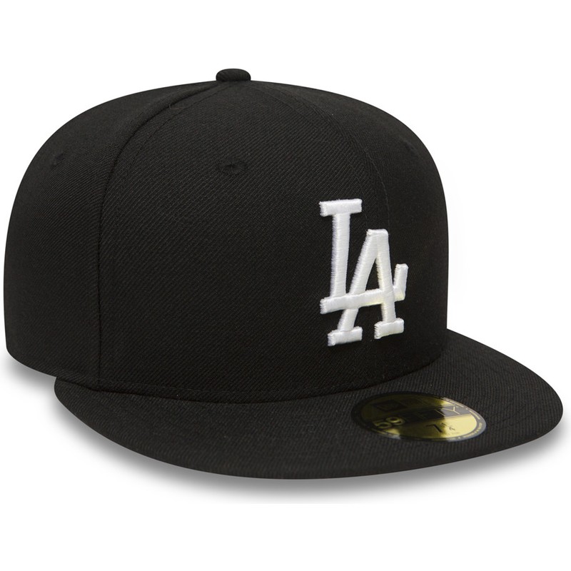 new-era-flat-brim-59fifty-essential-los-angeles-dodgers-mlb-black-fitted-cap