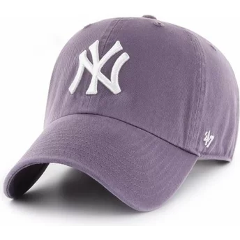 47 Brand Curved Brim New York Yankees MLB Clean Up Purple Cap