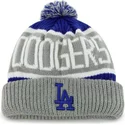 47-brand-los-angeles-dodgers-mlb-cuff-knit-calgary-grey-and-blue-beanie-with-pompom