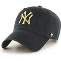 47-brand-curved-brim-gold-logo-new-york-yankees-mlb-clean-up-metallic-black-cap