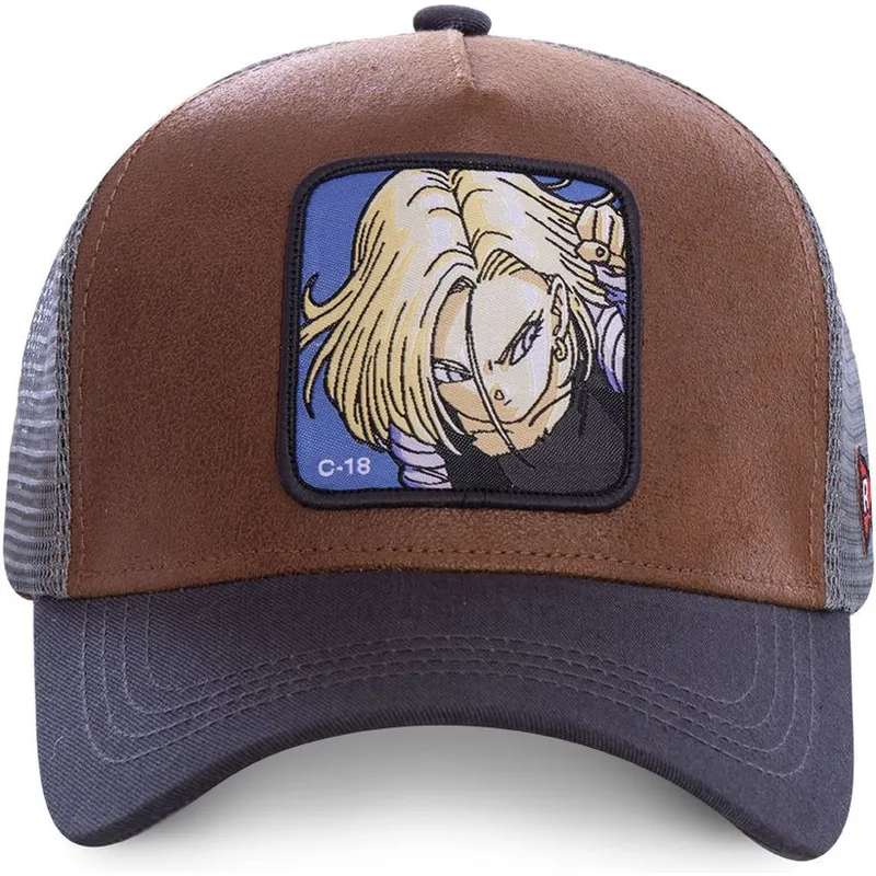 mutsid-kumer-pruun-snapback-androide-c18a-c-18-dragon-ball-capslab
