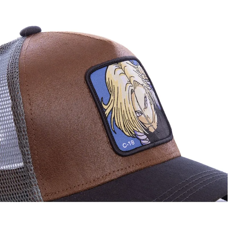 mutsid-kumer-pruun-snapback-androide-c18a-c-18-dragon-ball-capslab
