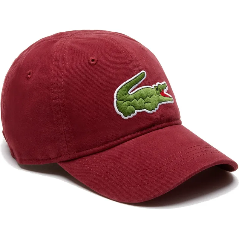 Lacoste Curved Brim Big Croc Gabardine Maroon Adjustable Cap Caphunters.ee