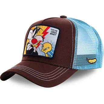 capslab-sylvester-vs-tweety-tvg1-looney-tunes-brown-and-blue-trucker-hat