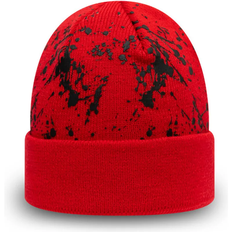 mutsid-punane-lastele-cuff-knit-paint-splat-new-era