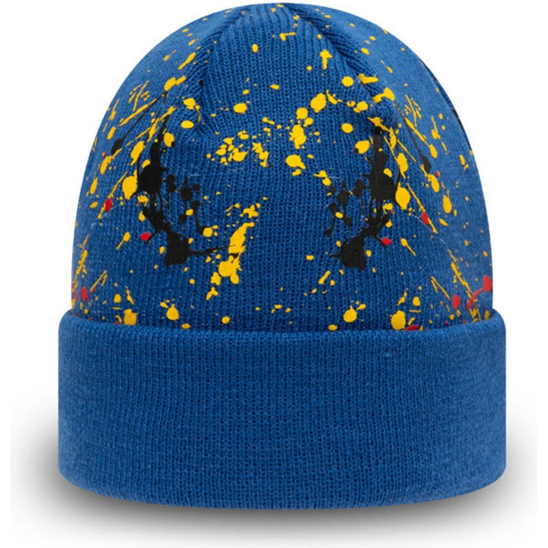 new-era-youth-superman-cuff-knit-paint-splat-dc-comics-blue-beanie