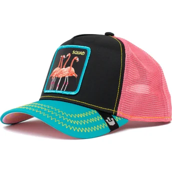 goorin-bros-flamingo-squad-flamingoals-the-farm-black-pink-and-blue-trucker-hat