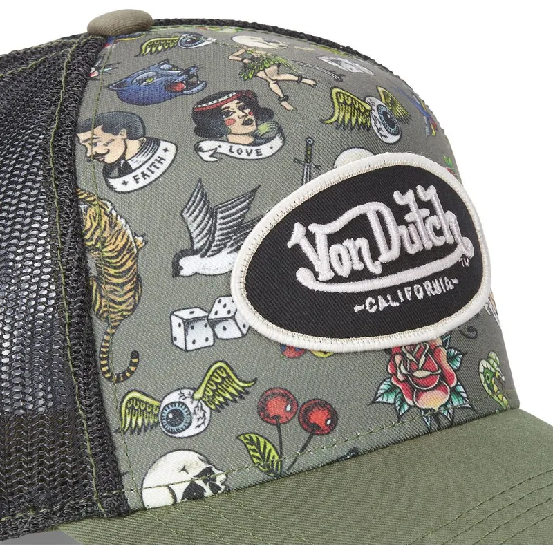 mutsid-kumer-roheline-snapback-tattoo-tat-k-von-dutch
