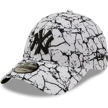 New Era Curved Brim 9FORTY Marble New York Yankees MLB White Adjustable Cap
