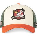 capslab-bugs-bunny-and-daffy-duck-lo2-looney-tunes-beige-green-and-orange-trucker-hat