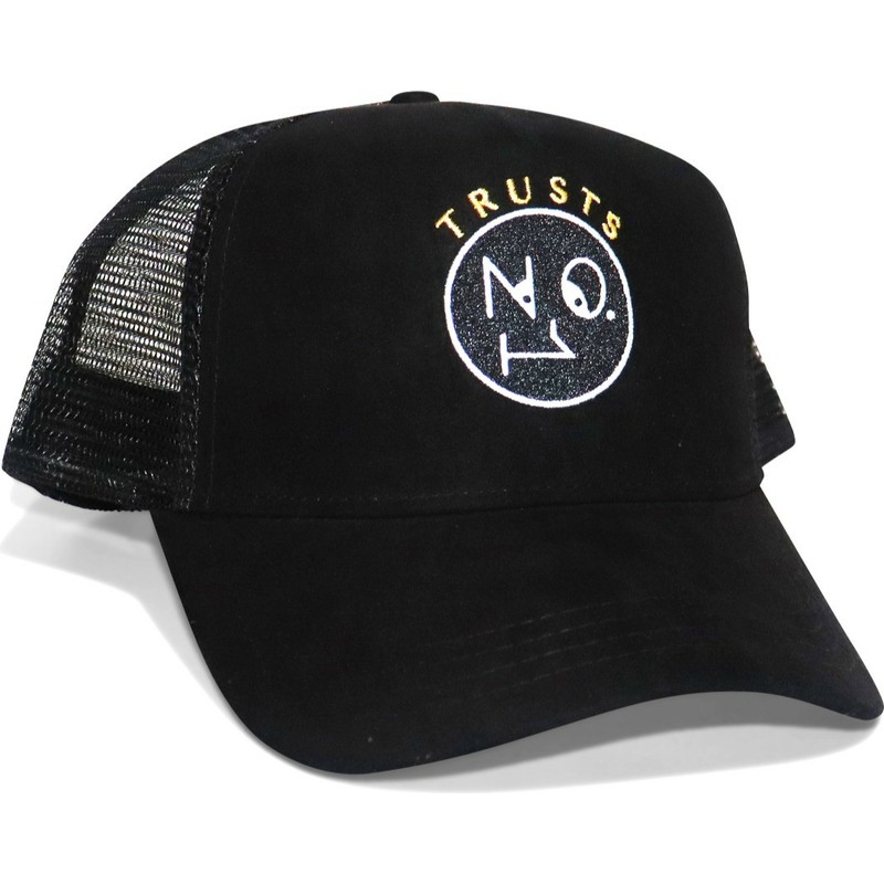 the-no1-face-trusts-no1-suede-black-gold-logo-black-trucker-hat