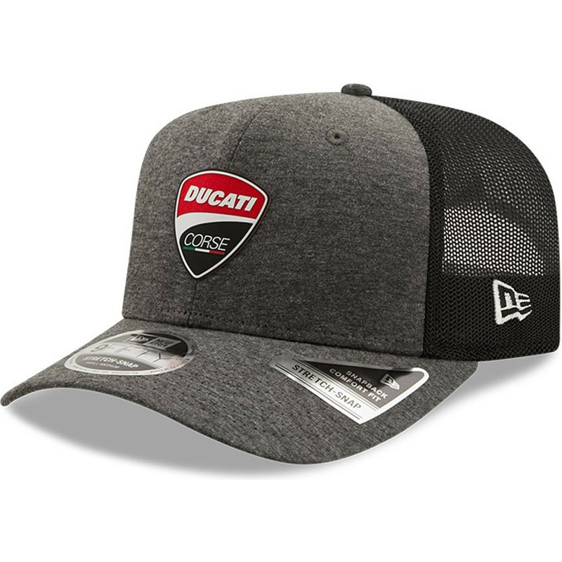 new-era-9fifty-stretch-snap-jersey-ducati-motor-motogp-grey-and-black-snapback-trucker-hat