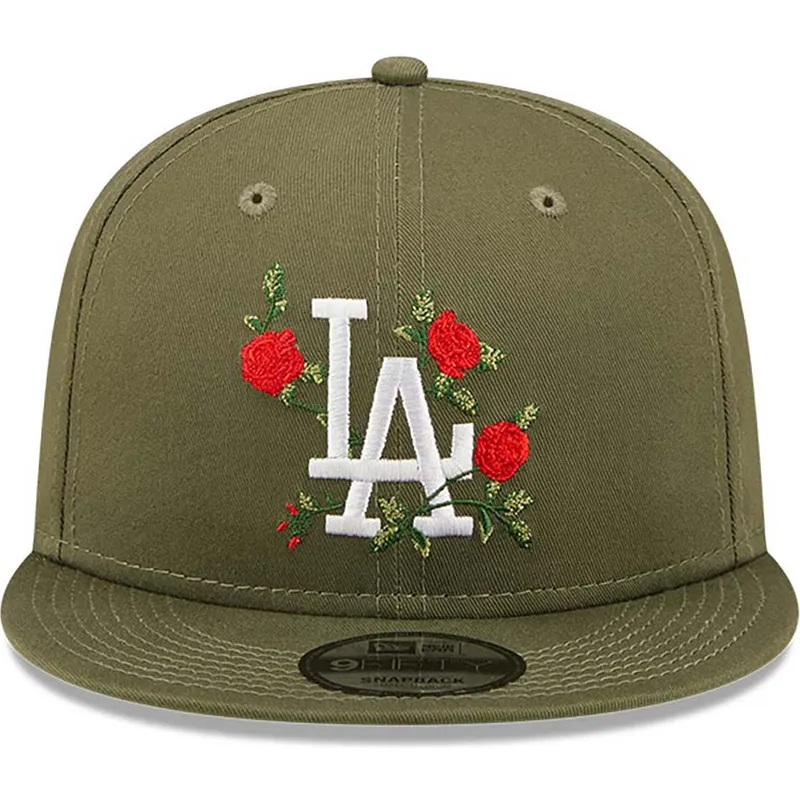 mutsid-lame-roheline-snapback-9fifty-flower-los-angeles-dodgers-mlb-new-era