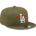 mutsid-lame-roheline-snapback-9fifty-flower-los-angeles-dodgers-mlb-new-era