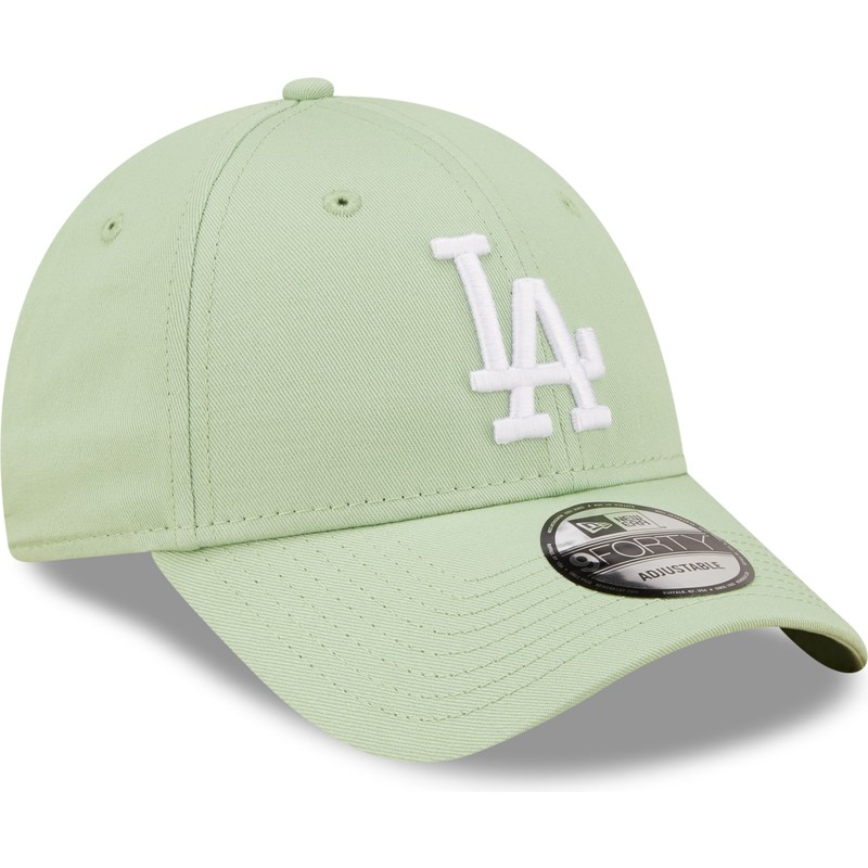 new-era-curved-brim-9forty-league-essential-los-angeles-dodgers-mlb-light-green-adjustable-cap