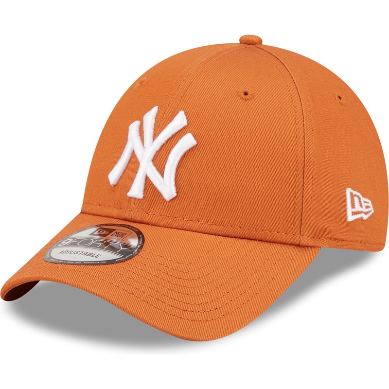 new-era-curved-brim-9forty-league-essential-new-york-yankees-mlb-orange-adjustable-cap