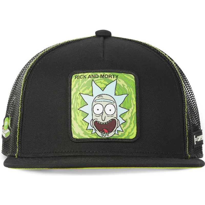 capslab-flat-brim-rick-sanchez-casf-ri1-rick-and-morty-black-trucker-hat