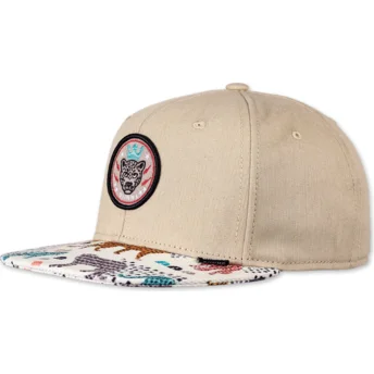 Djinns Flat Brim Gepard Linen Rev Beige Snapback Cap