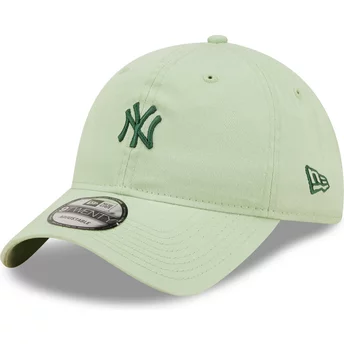 New Era Curved Brim Green Logo 9TWENTY Mini Logo New York Yankees MLB Light Green Adjustable Cap