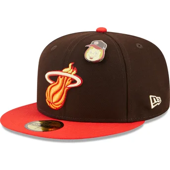 Cap lame brown ajustada 59FIFTY The Elements Fire Pin Miami Heat NBA New Era