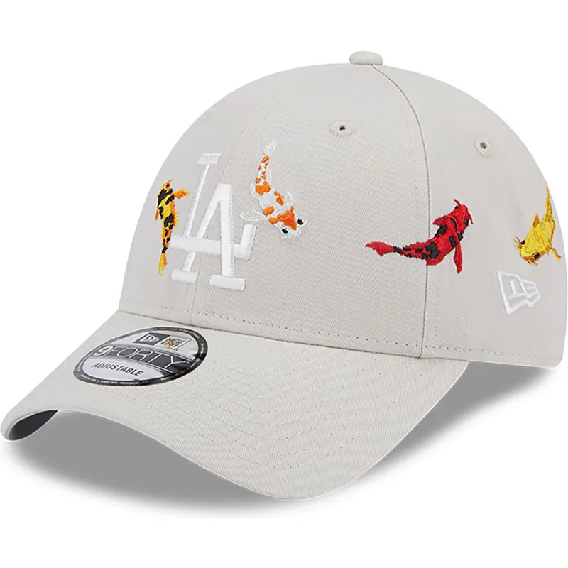 cap-kumer-beige-adjustable-strap-9forty-koi-fish-los-angeles-dodgers-mlb-new-era