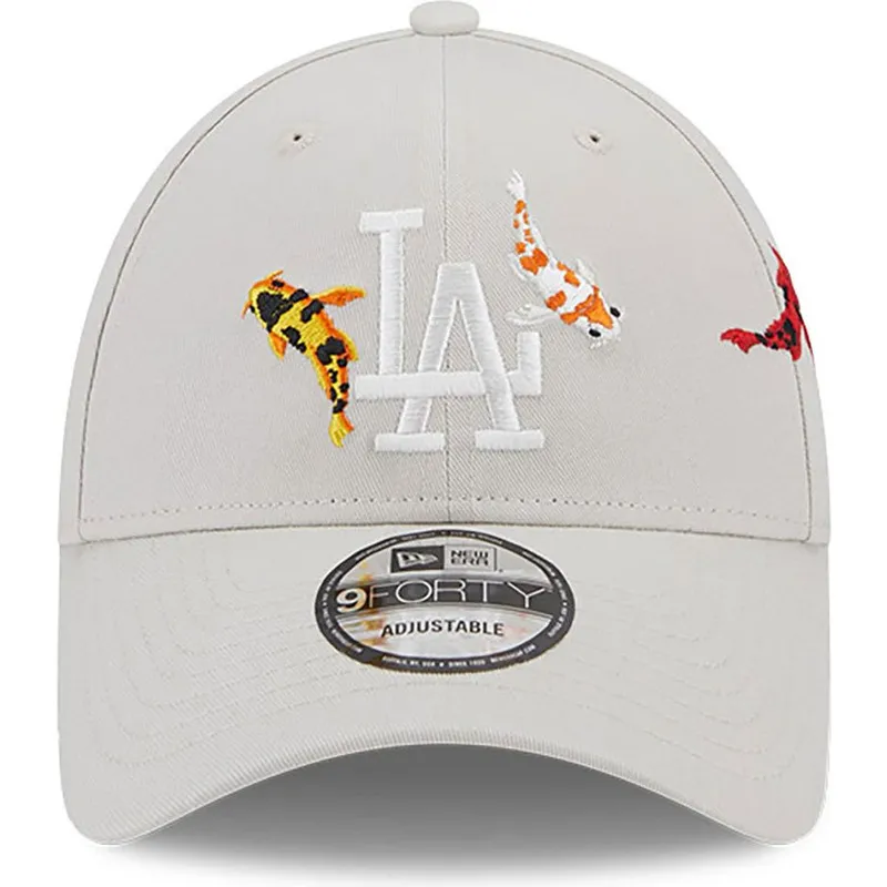 cap-kumer-beige-adjustable-strap-9forty-koi-fish-los-angeles-dodgers-mlb-new-era