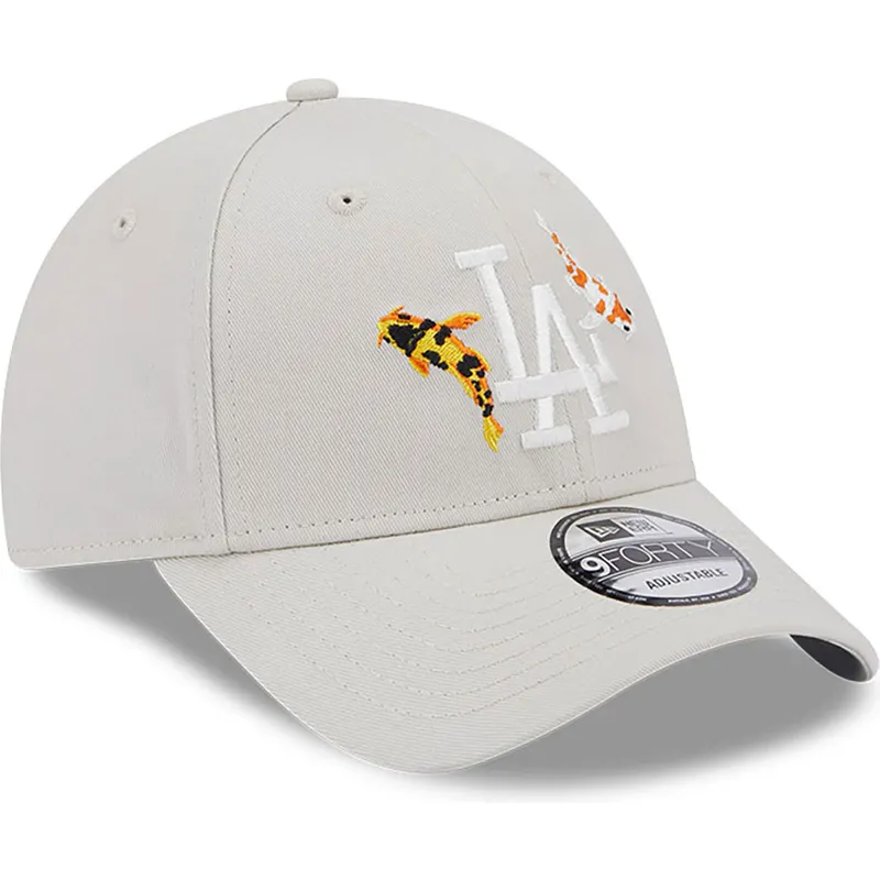 cap-kumer-beige-adjustable-strap-9forty-koi-fish-los-angeles-dodgers-mlb-new-era