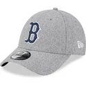 new-era-curved-brim-blue-logo-9forty-essential-melton-wool-boston-red-sox-mlb-grey-adjustable-cap