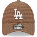 new-era-curved-brim-9forty-flannel-los-angeles-dodgers-mlb-brown-adjustable-cap