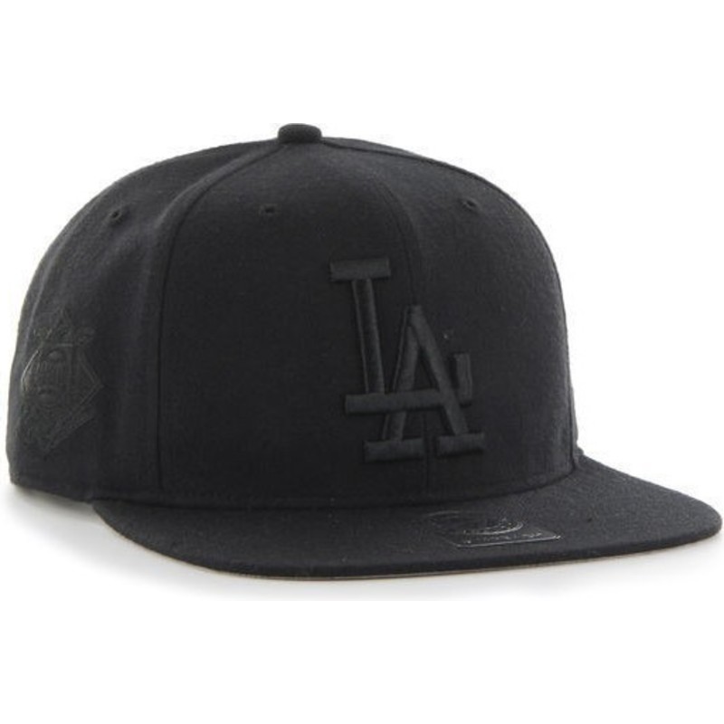 47-brand-flat-brim-black-logo-los-angeles-dodgers-mlb-sure-shot-black-snapback-cap