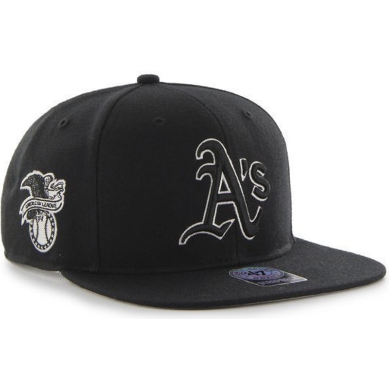47-brand-flat-brim-black-and-white-logo-oakland-athletics-mlb-sure-shot-black-snapback-cap