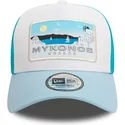 new-era-a-frame-summer-cities-and-beaches-mykonos-white-and-blue-trucker-hat