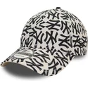 new-era-curved-brim-9forty-monogram-new-york-yankees-mlb-beige-and-black-adjustable-cap