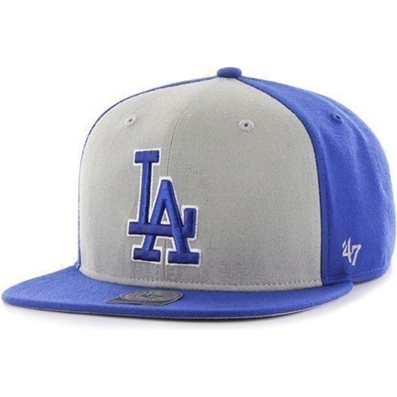 47-brand-flat-brim-los-angeles-dodgers-mlb-sure-shot-blue-and-grey-snapback-cap
