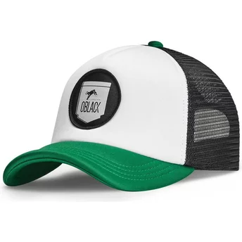 Oblack Classic White, Black and Green Trucker Hat