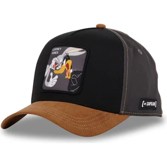 Capslab Curved Brim Bugs Bunny and Daffy Duck LOO10 BAD Looney Tunes Black and Brown Snapback Cap