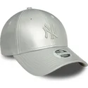 new-era-curved-brim-women-silver-logo-9forty-midi-pu-new-york-yankees-mlb-silver-adjustable-cap