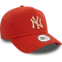 new-era-curved-brim-9forty-e-frame-league-essential-new-york-yankees-mlb-orange-snapback-cap-with-beige-logo