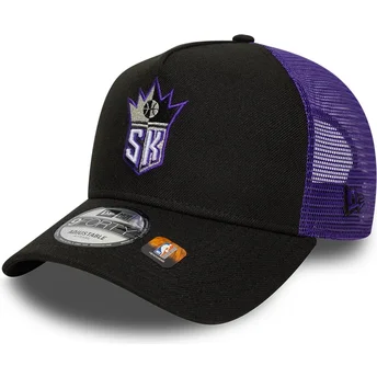 New Era A Frame Classic Sacramento Kings NBA Black and Purple Trucker Hat