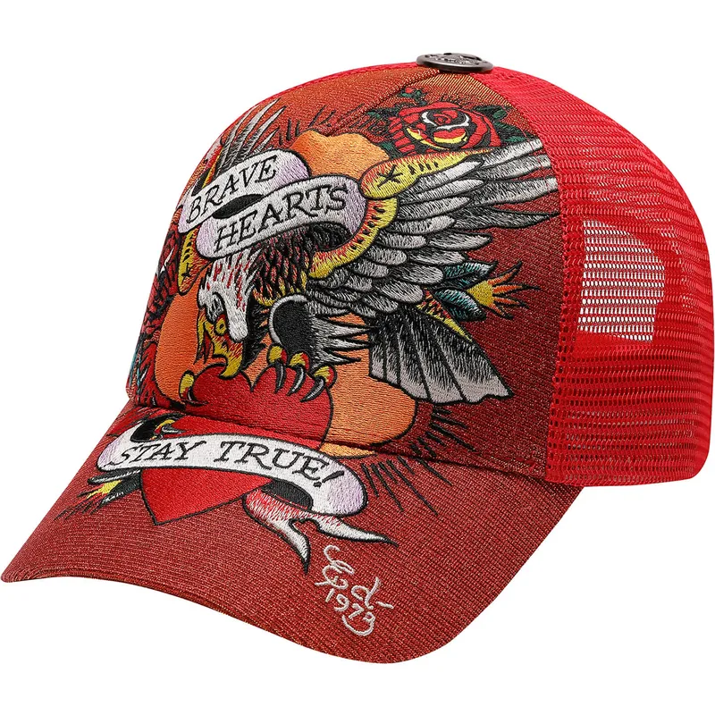 mutsid-kumer-punane-snapback-brave-hearts-ed-hardy