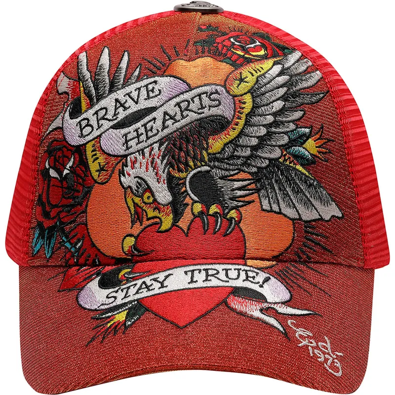 mutsid-kumer-punane-snapback-brave-hearts-ed-hardy