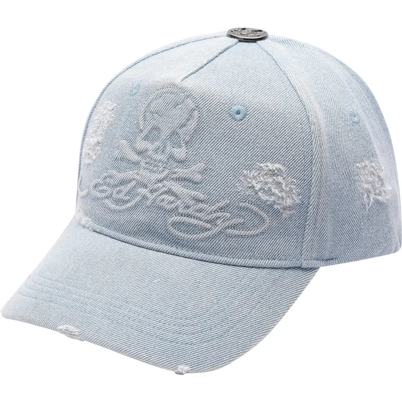 mutsid-kumer-sinine-reguleeritav-denim-embossed-skull-ed-hardy