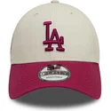 new-era-curved-brim-red-logo-9forty-world-series-patch-los-angeles-dodgers-mlb-beige-and-red-adjustable-cap