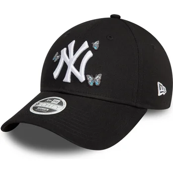 New Era Curved Brim Women 9TWENTY Icon Butterflies New York Yankees MLB Black Adjustable Cap