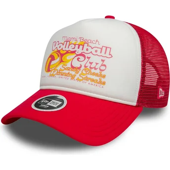 New Era Women 9FORTY A Frame Foam Cities and Beaches Miami Beach White and Red Trucker Hat