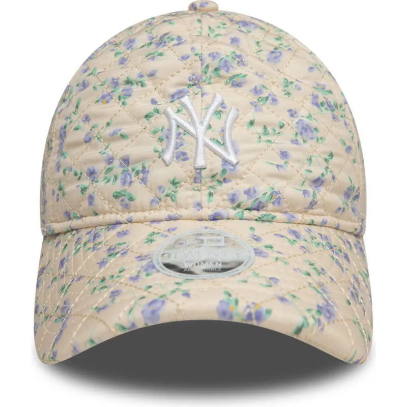 cap-kumer-beige-adjustable-strap-9twenty-floral-quilt-new-york-yankees-mlb-new-era